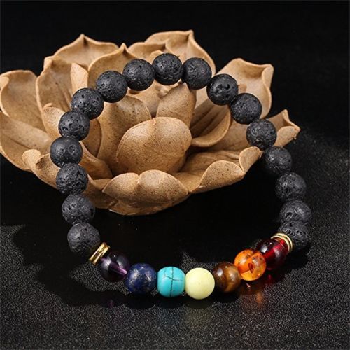 Chakra Balancing Lava Stone Bracelet